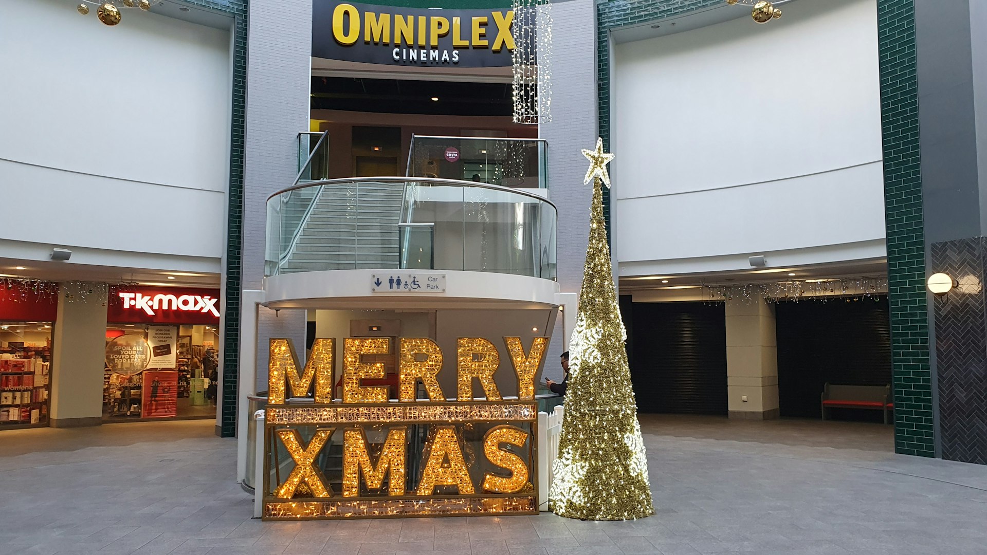 Christmas sign in building